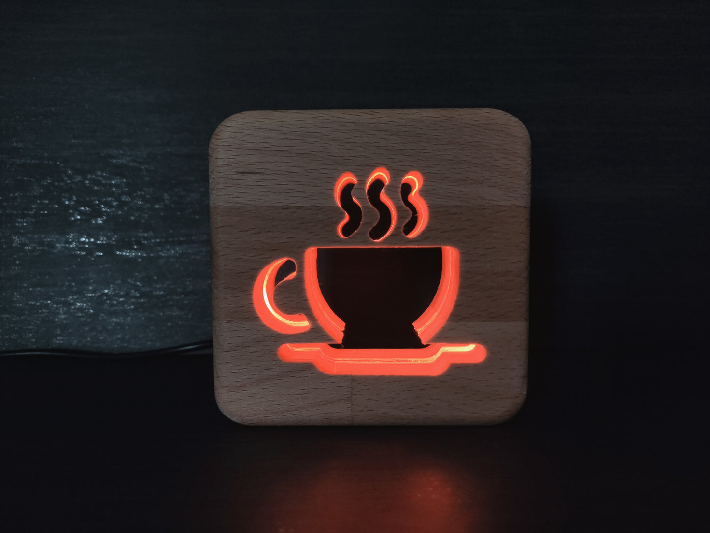 Kaffee / Cafe Holz LED Nachtlicht / Dekoration mit Fernbedienung / Farbsteuerung