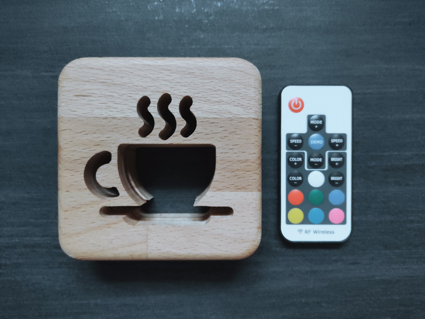 Kaffee / Cafe Holz LED Nachtlicht / Dekoration mit Fernbedienung / Farbsteuerung