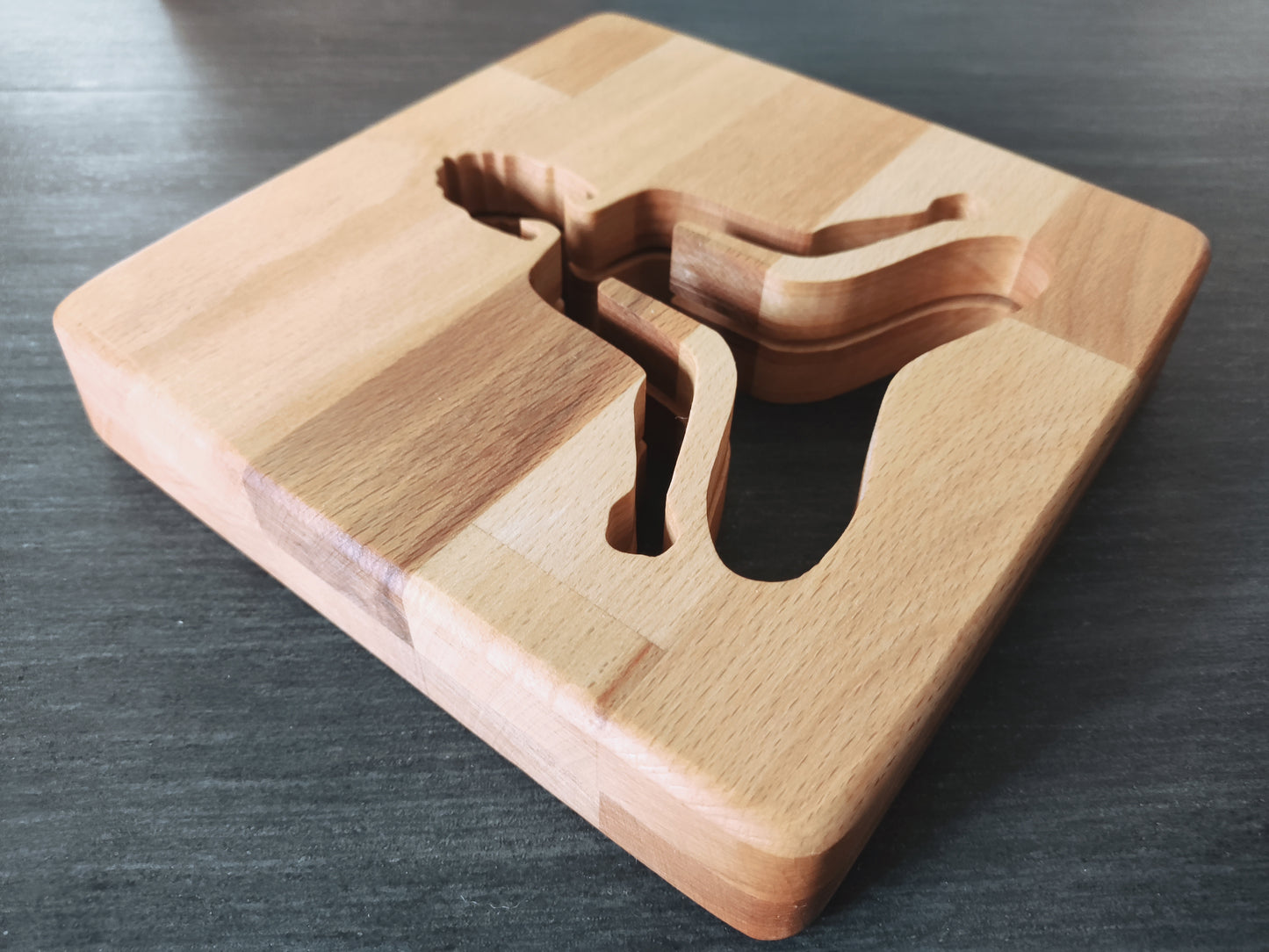 XXL Yoga Deko Holz LED Nachtlicht / Tischlicht, 19cm x 19cm