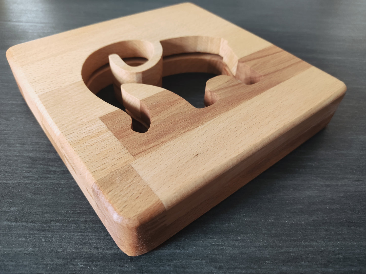 XXL Elefant Deko Holz LED Nachtlicht / Tischlicht, 19cm x 19cm