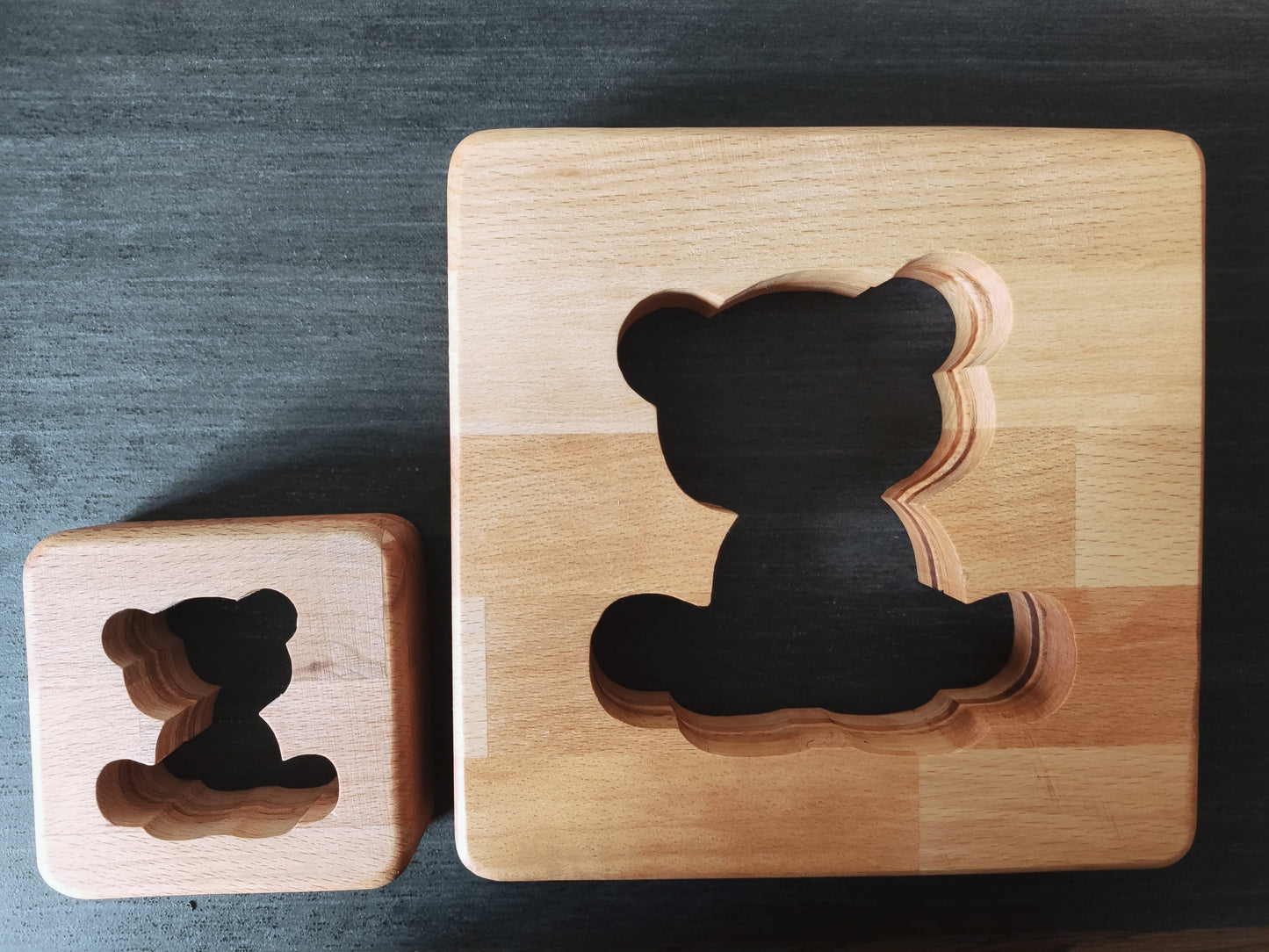 XXL Teddy Bär Deko Holz LED Nachtlicht / Tischlicht, 19cm x 19cm
