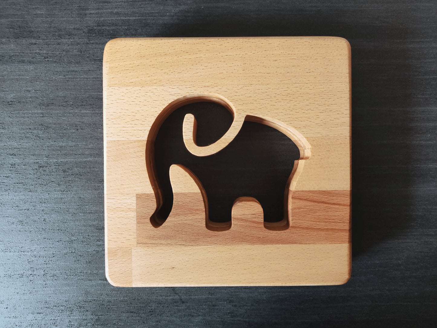 XXL Elefant Deko Holz LED Nachtlicht / Tischlicht, 19cm x 19cm