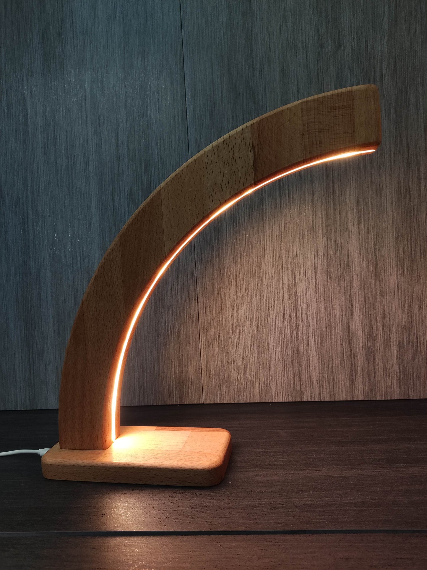 Bogen (5cm) Holz LED Tischlampe / Dekoration