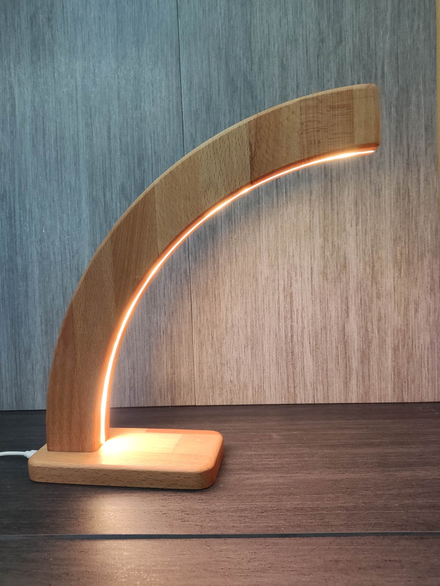 Bogen (5cm) Holz LED Tischlampe / Dekoration