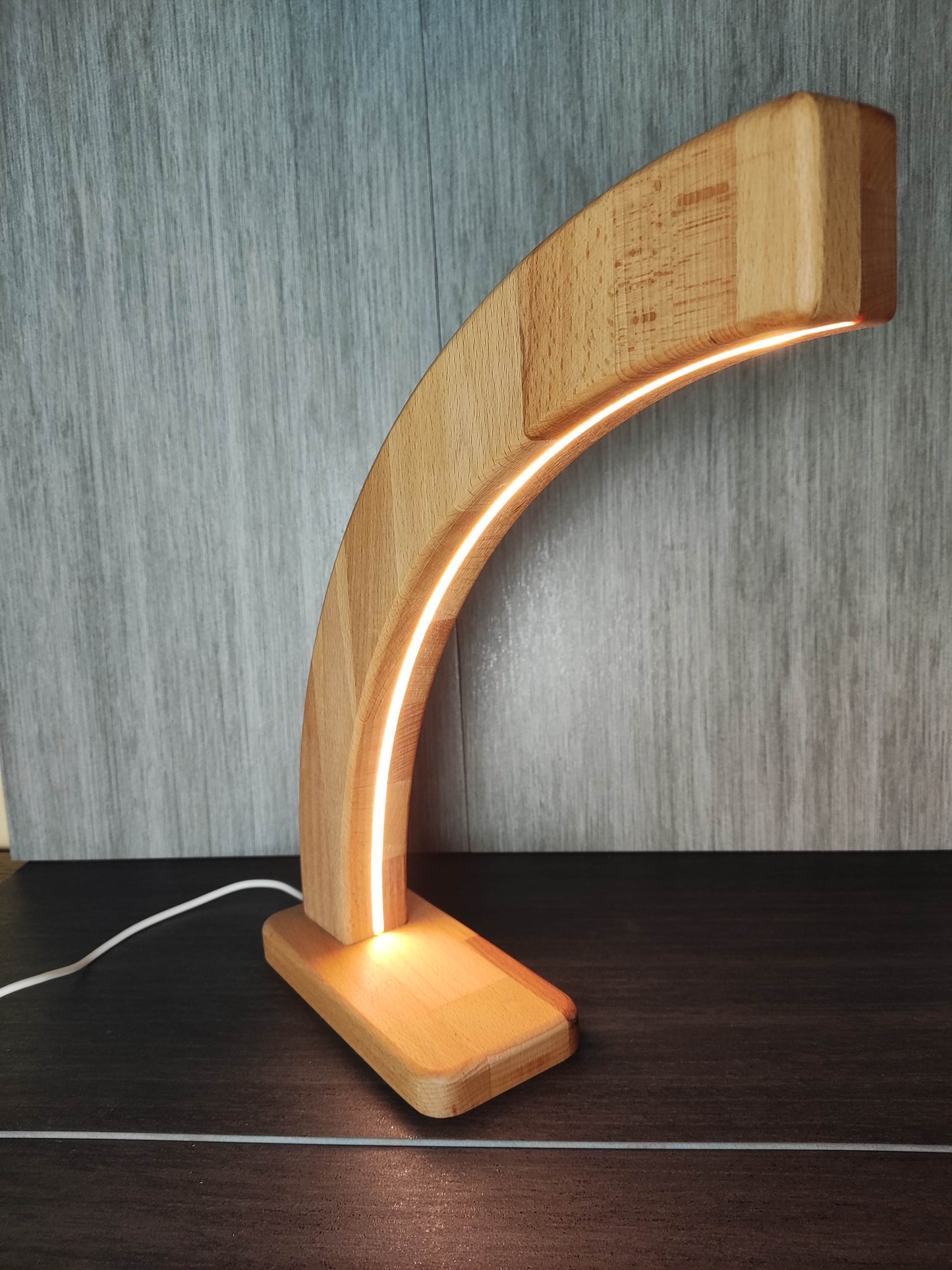 Bogen (5cm) Holz LED Tischlampe / Dekoration