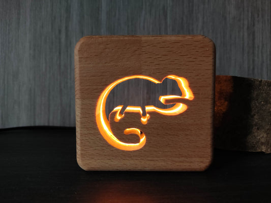 Chameleon Holz LED Nachtlicht / Dekoration
