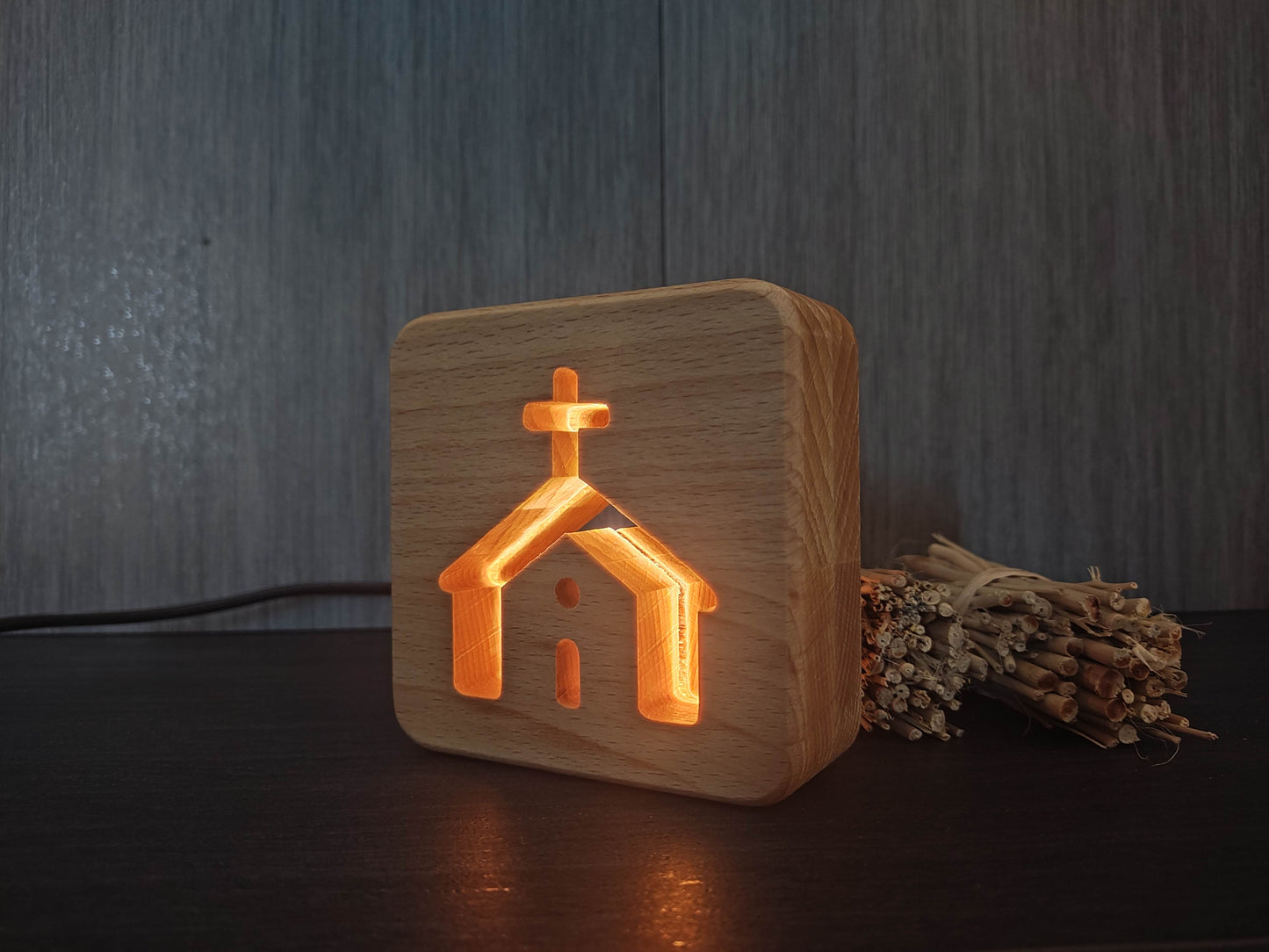 Kirche Holz LED Nachtlicht / Dekoration