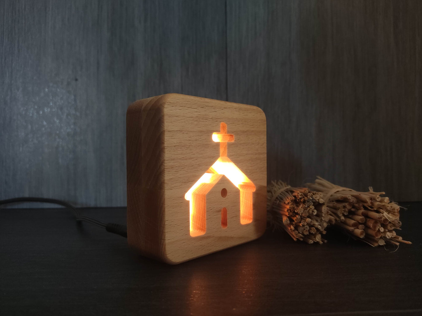 Kirche Holz LED Nachtlicht / Dekoration