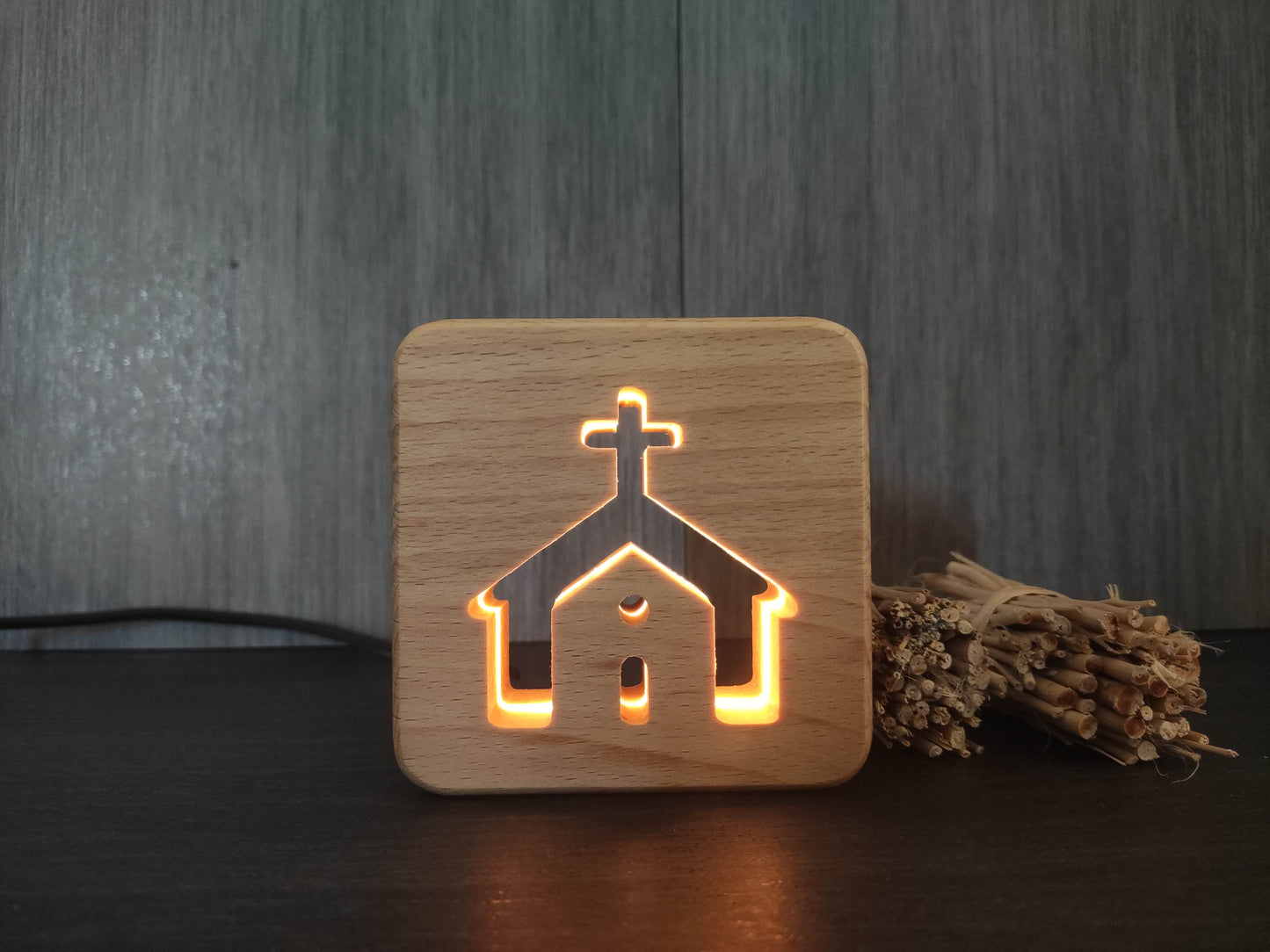 Kirche Holz LED Nachtlicht / Dekoration