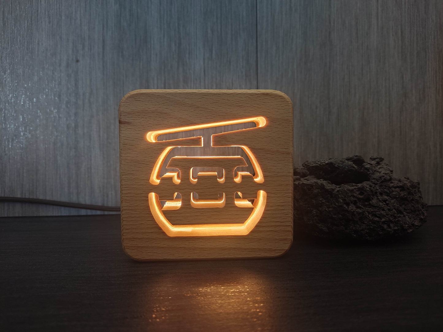 Seilbahn Cable Car Holz LED Nachtlicht / Dekoration
