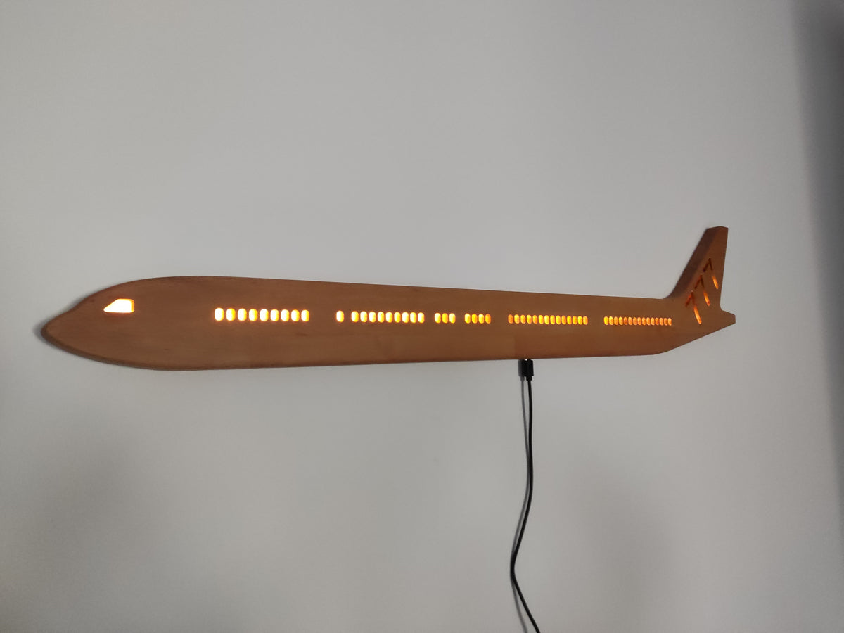 Boeing B777 (1:150) Holz LED Wanddekoration / Nachtlicht