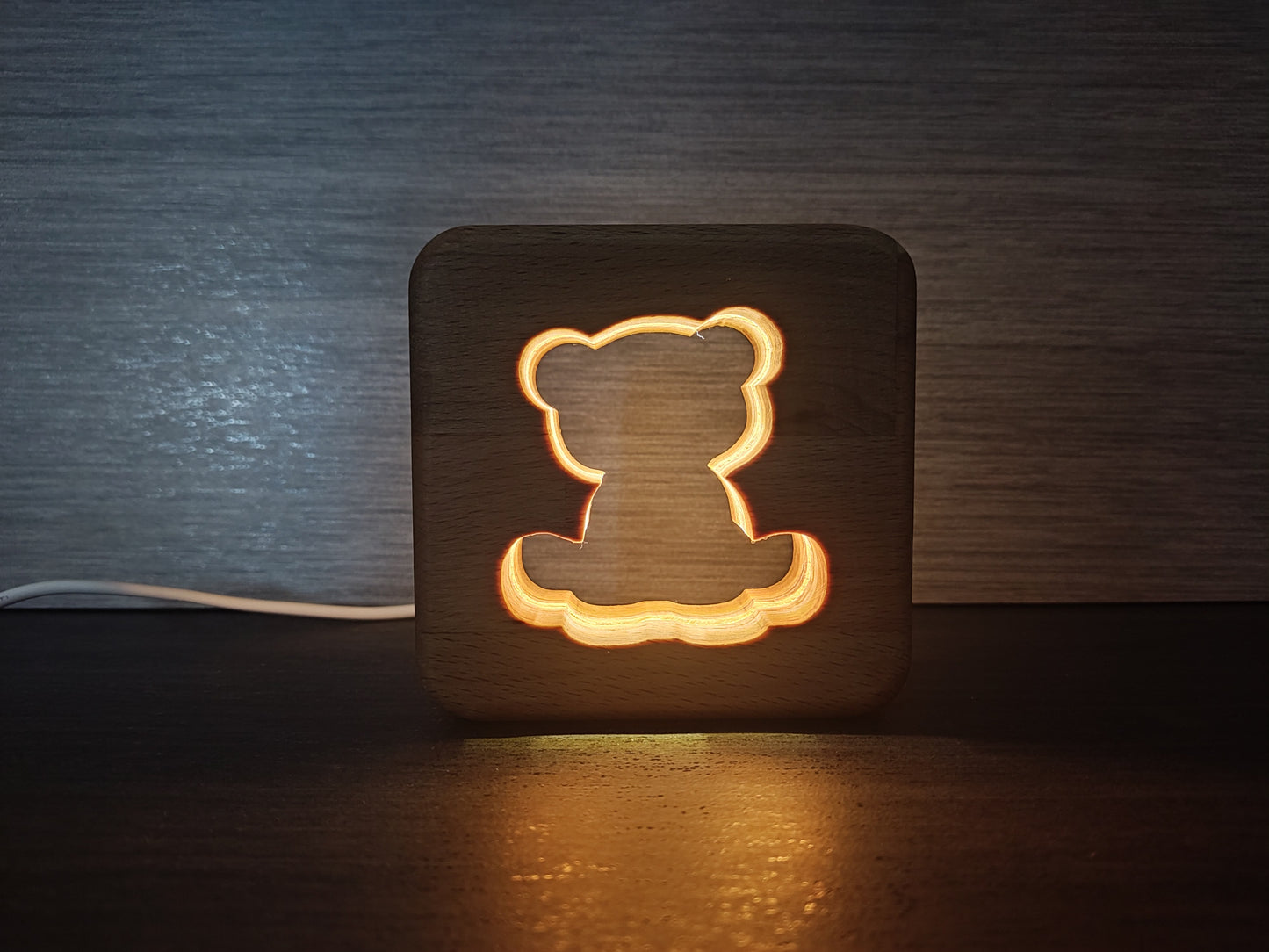 Teddybär Holz LED Nachtlicht / Dekoration