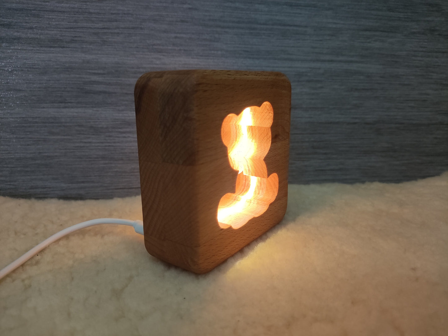 Teddybär Holz LED Nachtlicht / Dekoration