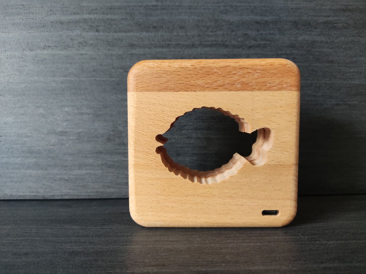 Kugelfisch Holz LED Nachtlicht / Dekoration