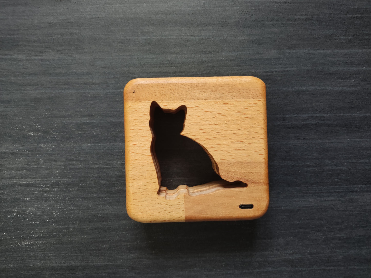 Katze (sitzend) Holz LED Nachtlicht / Dekoration