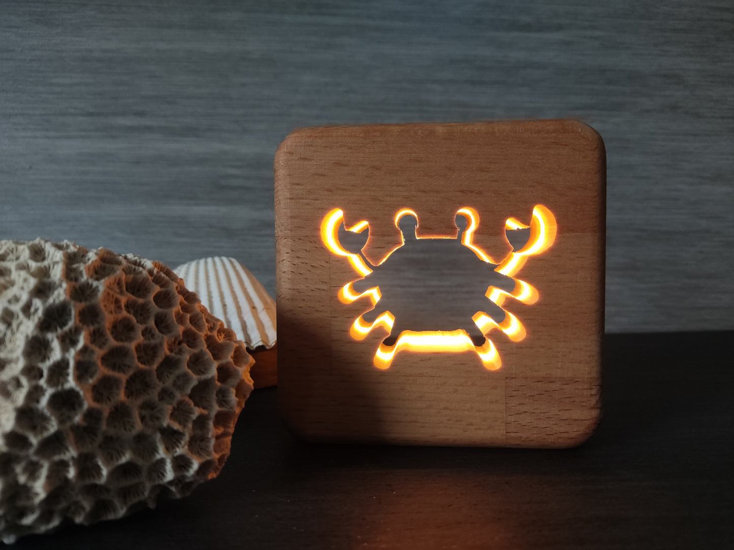 Krabbe Holz LED Nachtlicht / Dekoration