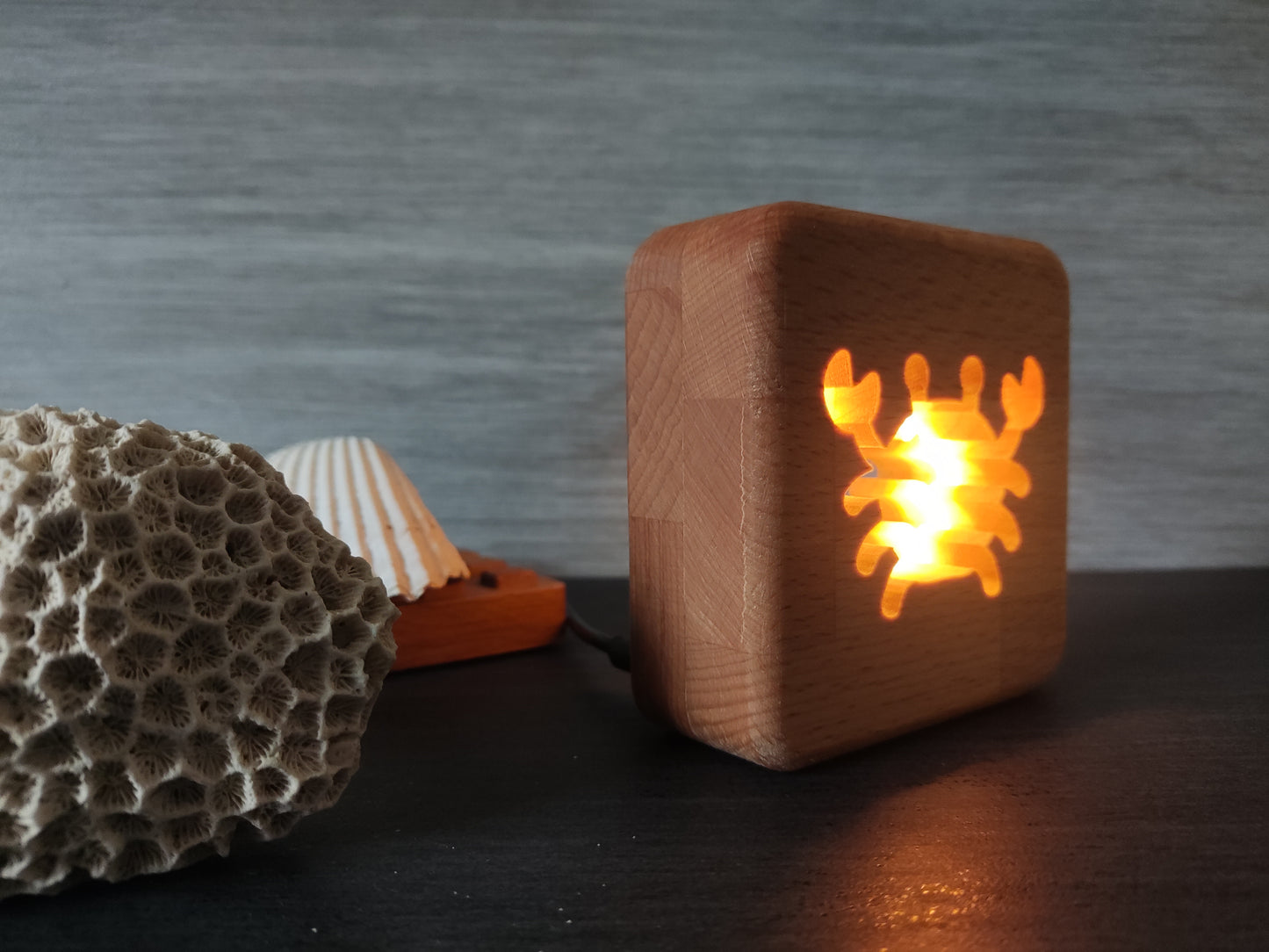 Krabbe Holz LED Nachtlicht / Dekoration