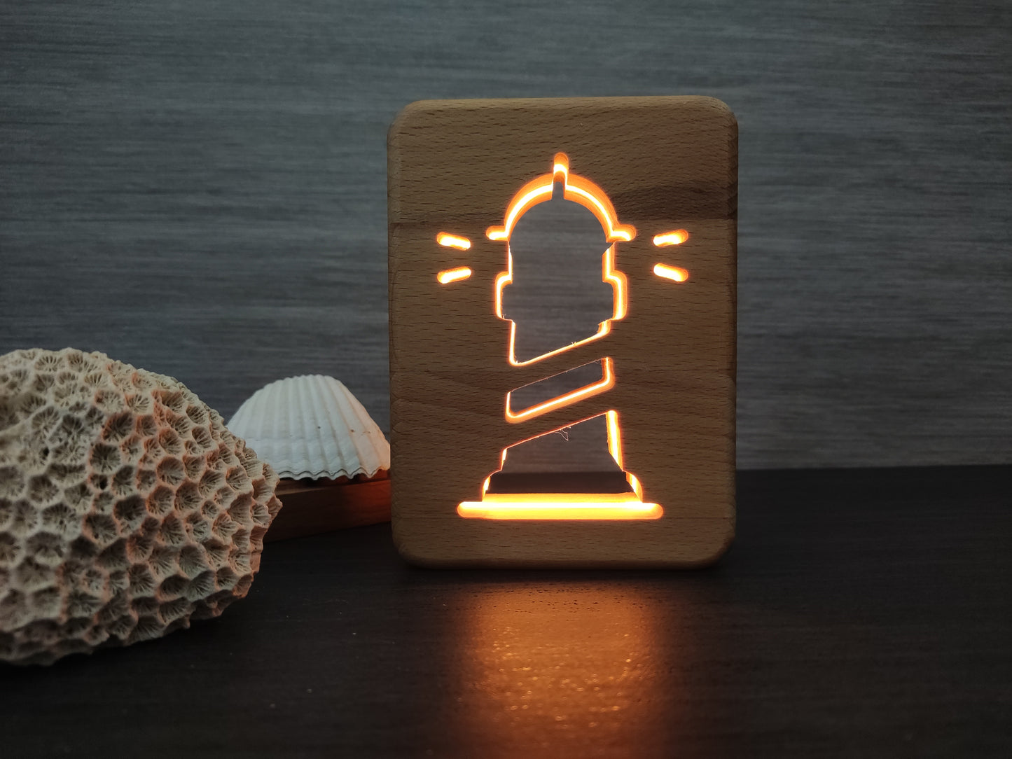 Leuchtturm Holz LED Nachtlicht / Dekoration