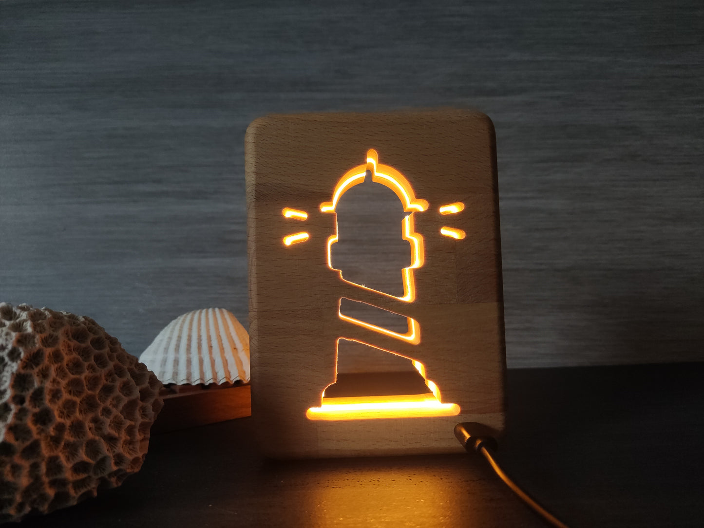 Leuchtturm Holz LED Nachtlicht / Dekoration