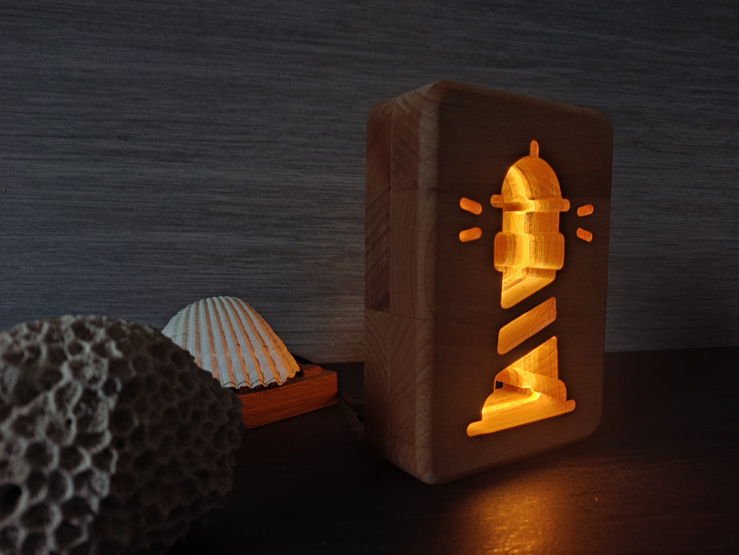 Leuchtturm Holz LED Nachtlicht / Dekoration