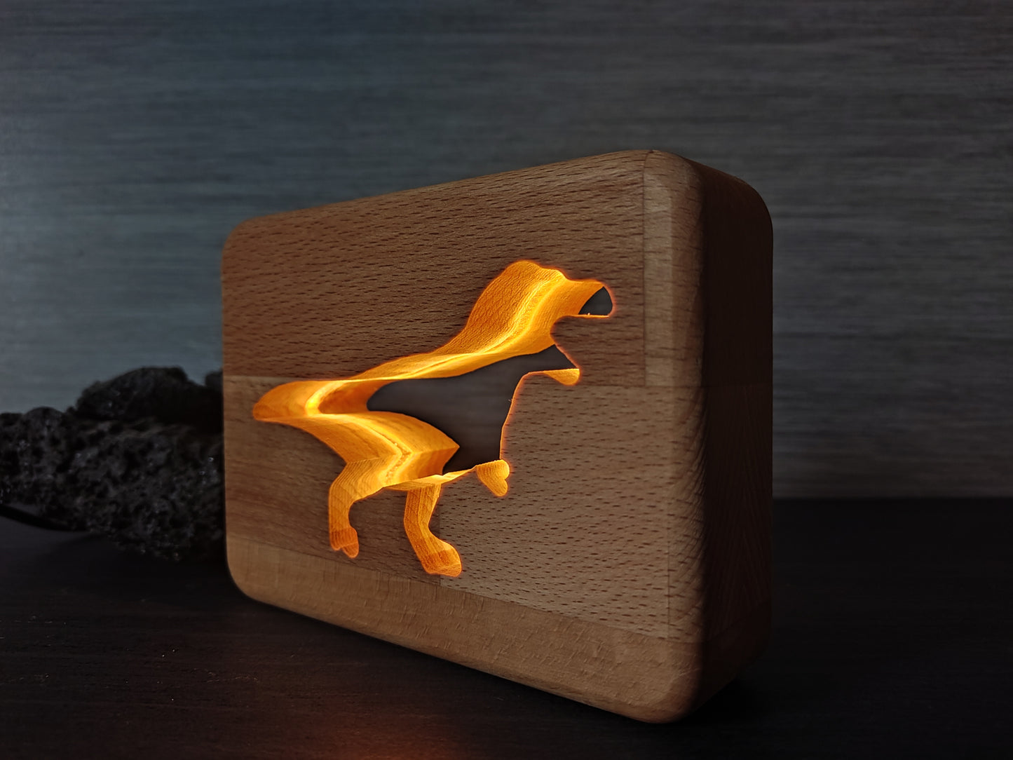 Dinosaurier T-Rex Holz LED Nachtlicht / Dekoration