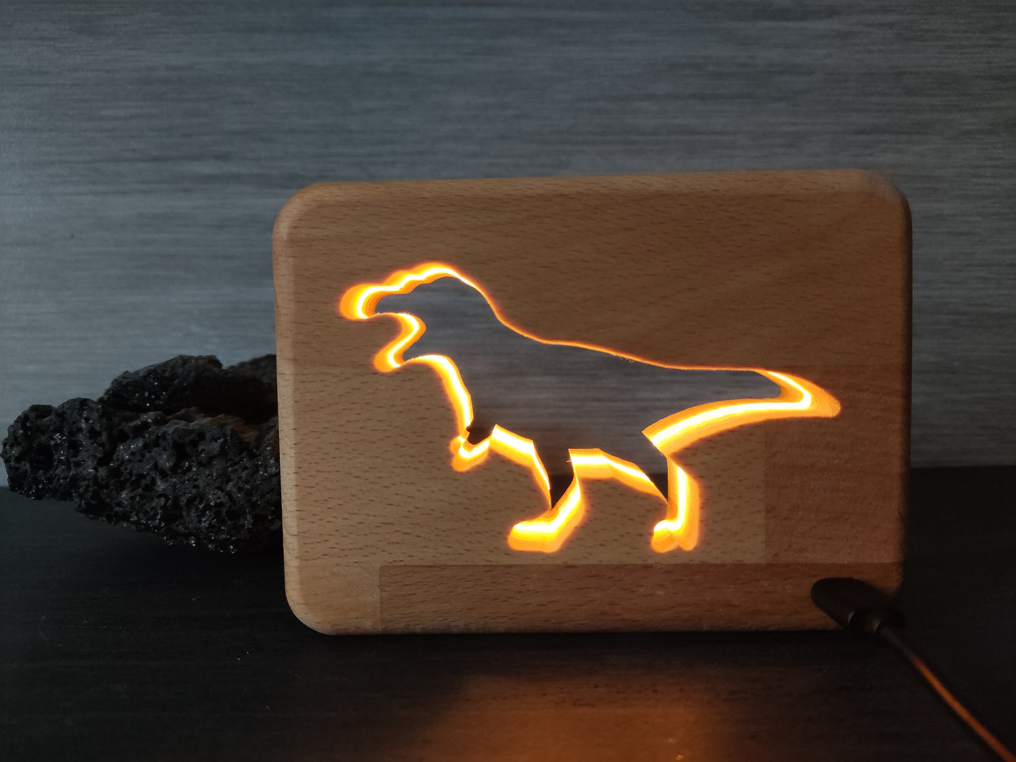 Dinosaurier T-Rex Holz LED Nachtlicht / Dekoration