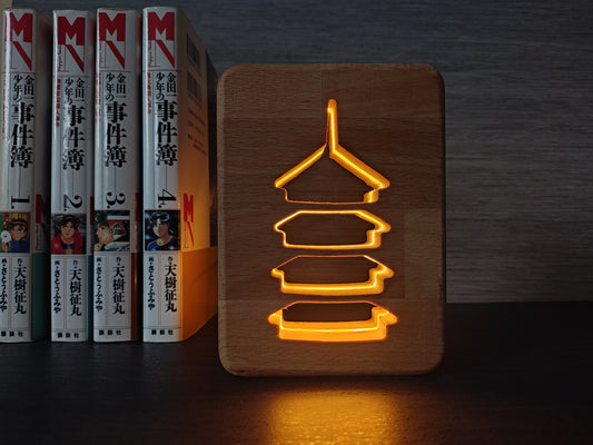Japanische Pagode Holz LED Nachtlicht / Dekoration