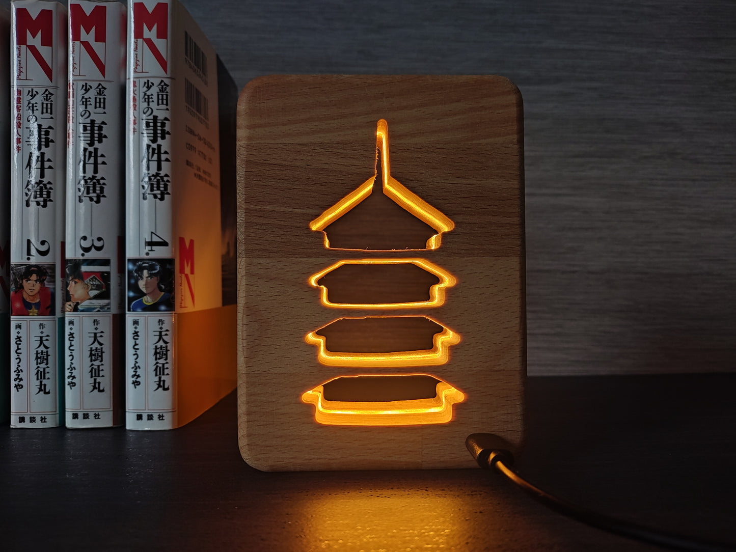 Japanische Pagode Holz LED Nachtlicht / Dekoration