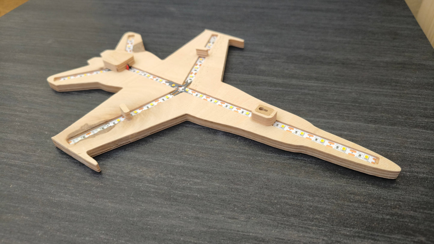 F18 Hornet Holz LED Wanddekoration / Nachtlicht