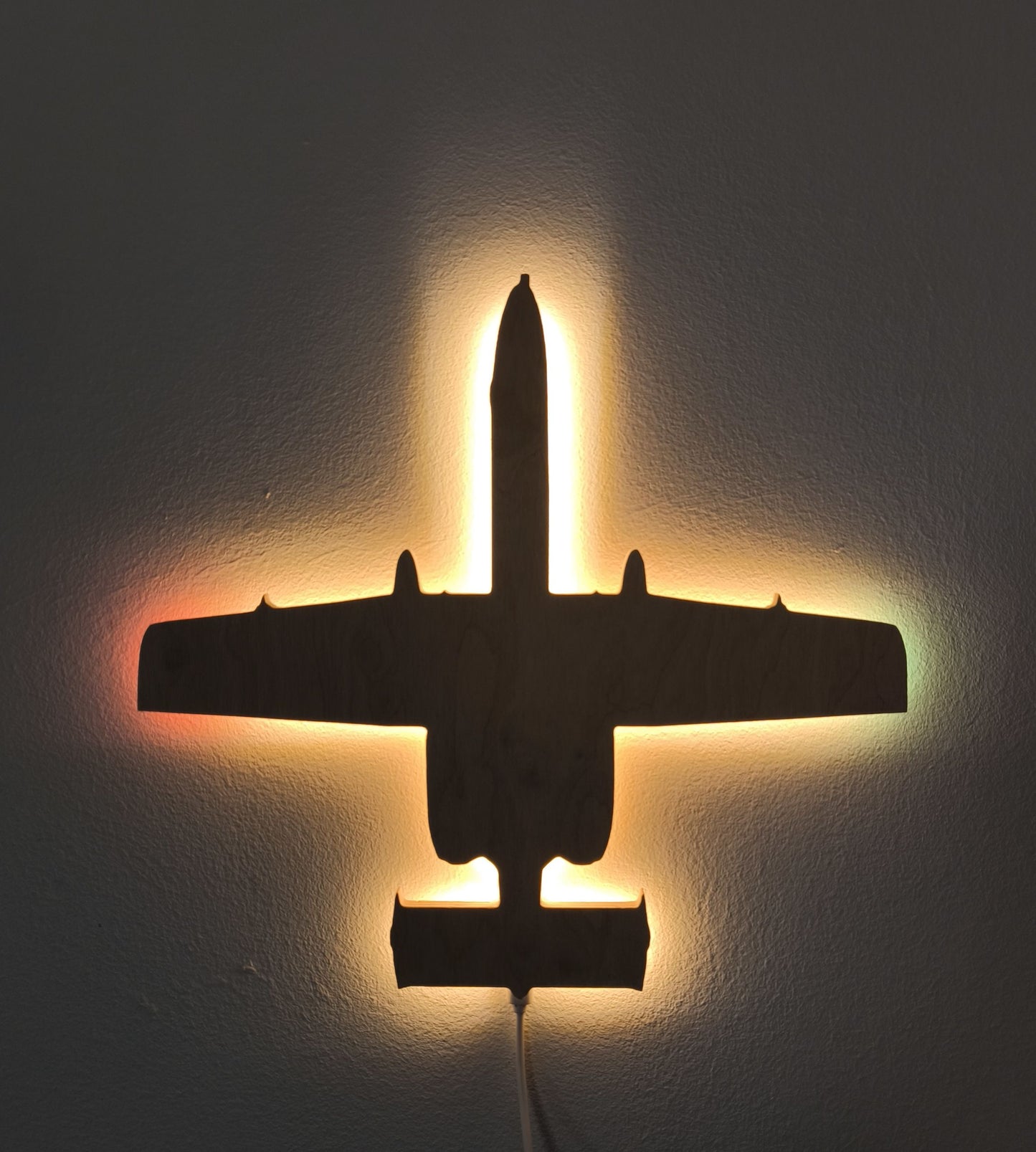 A10 Thunderbolt II Warthog Fairchild-Republic Holz LED Wanddekoration / Nachtlicht