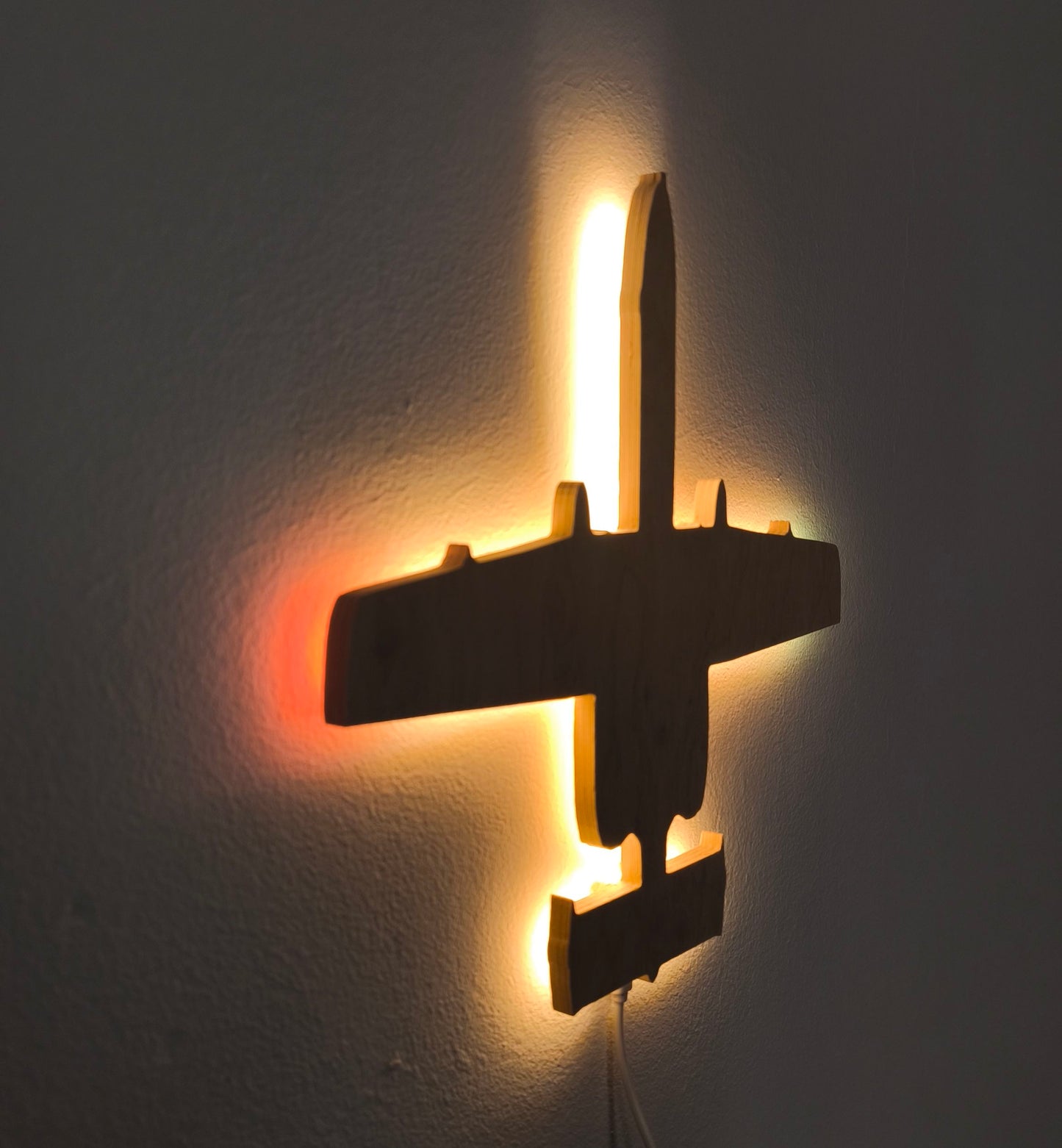 A10 Thunderbolt II Warthog Fairchild-Republic Holz LED Wanddekoration / Nachtlicht