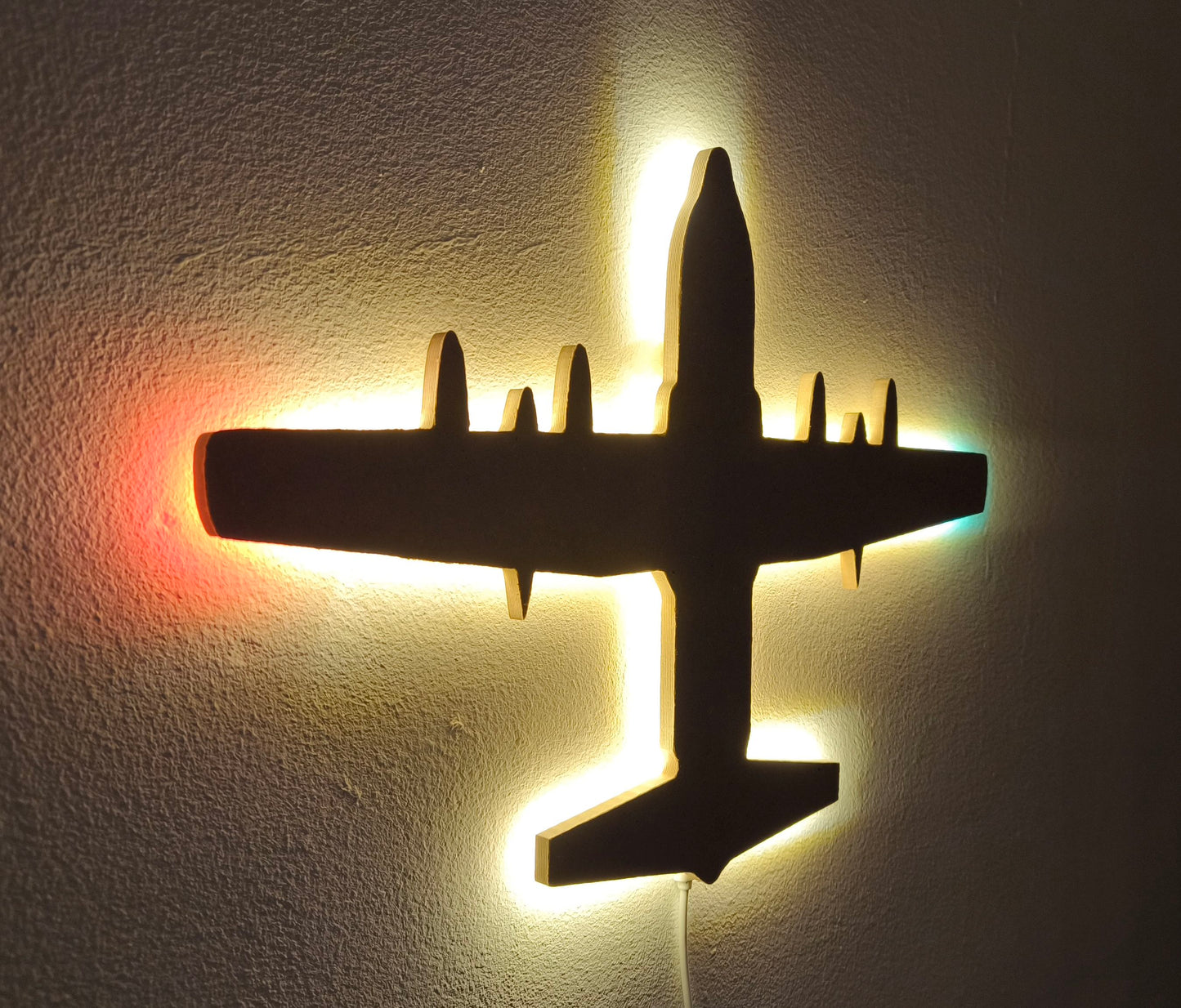 C130 C-130 Hercules Transall Holz LED Wanddekoration / Nachtlicht