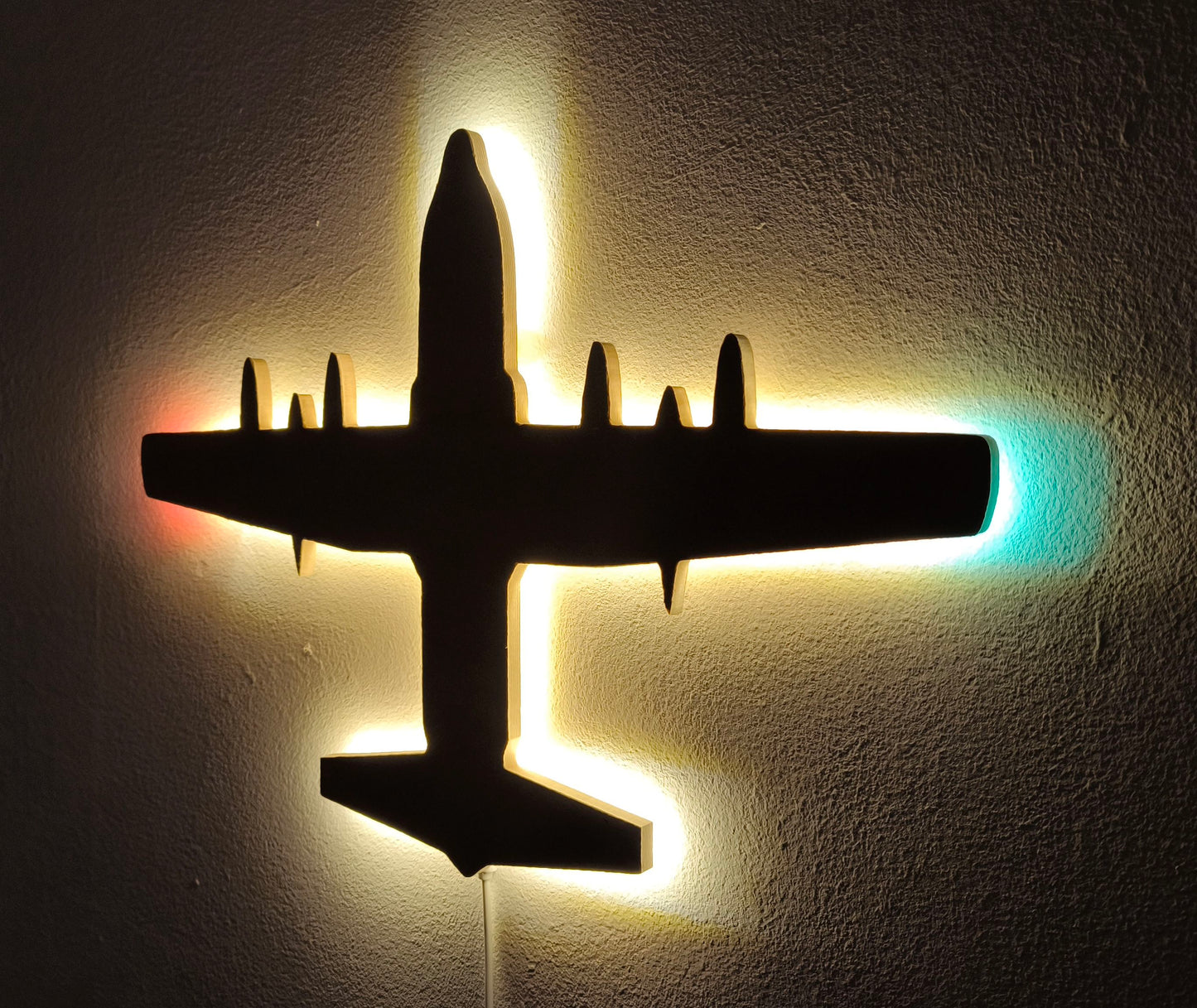 C130 C-130 Hercules Transall Holz LED Wanddekoration / Nachtlicht