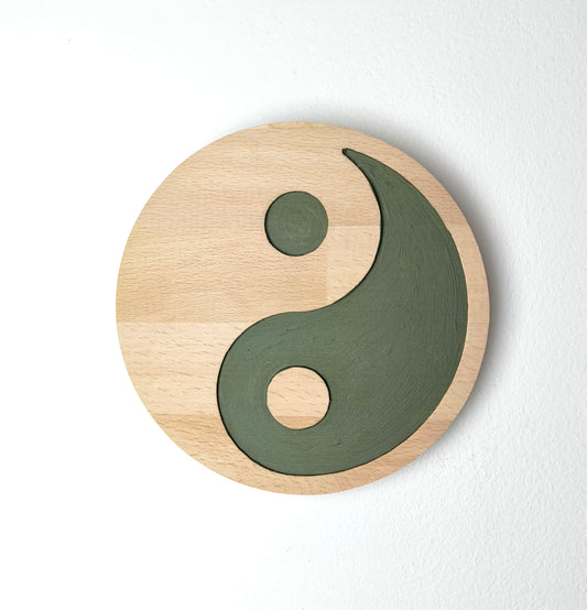 Yin Yang 16cm Holz Wanddekoration.