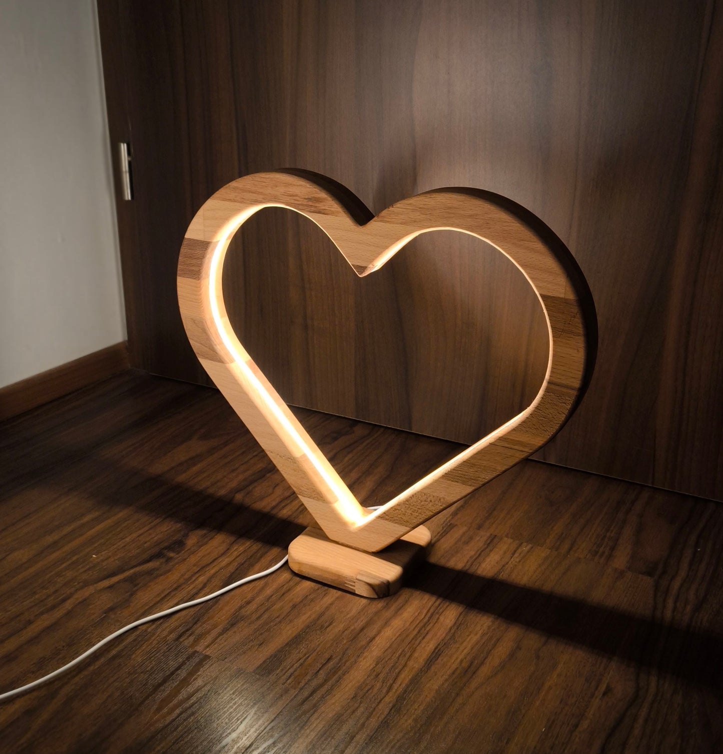 Herz (Mittel) Holz LED Tischlampe / Dekoration