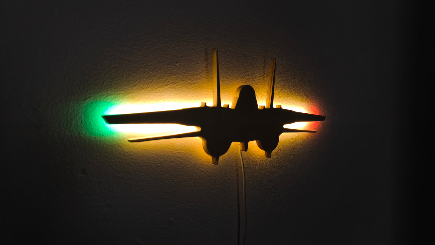 F14 Tomcat Topgun Holz LED Wanddekoration / Nachtlicht (Vorderansicht)
