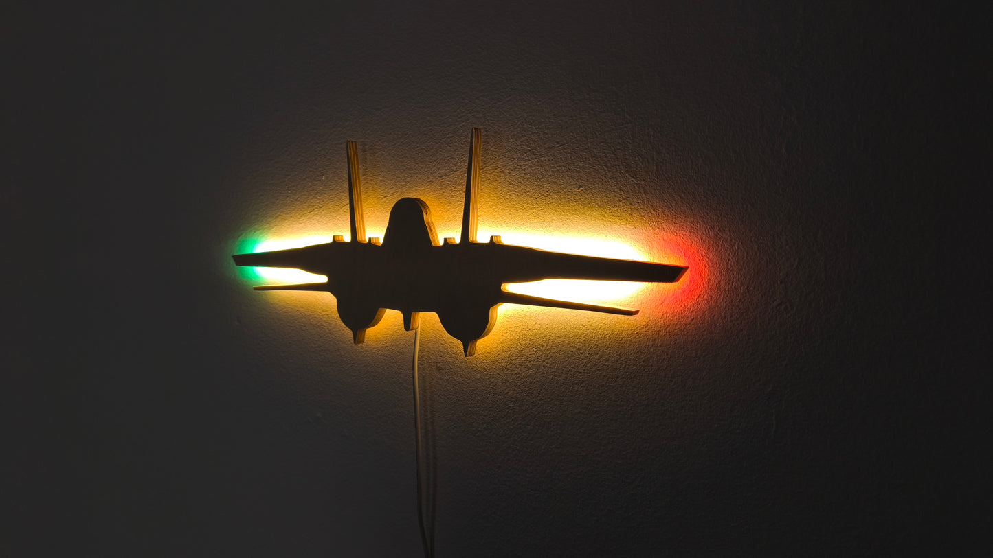 F14 Tomcat Topgun Holz LED Wanddekoration / Nachtlicht (Vorderansicht)