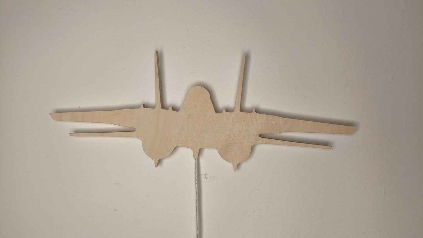 F14 Tomcat Topgun Holz LED Wanddekoration / Nachtlicht (Vorderansicht)