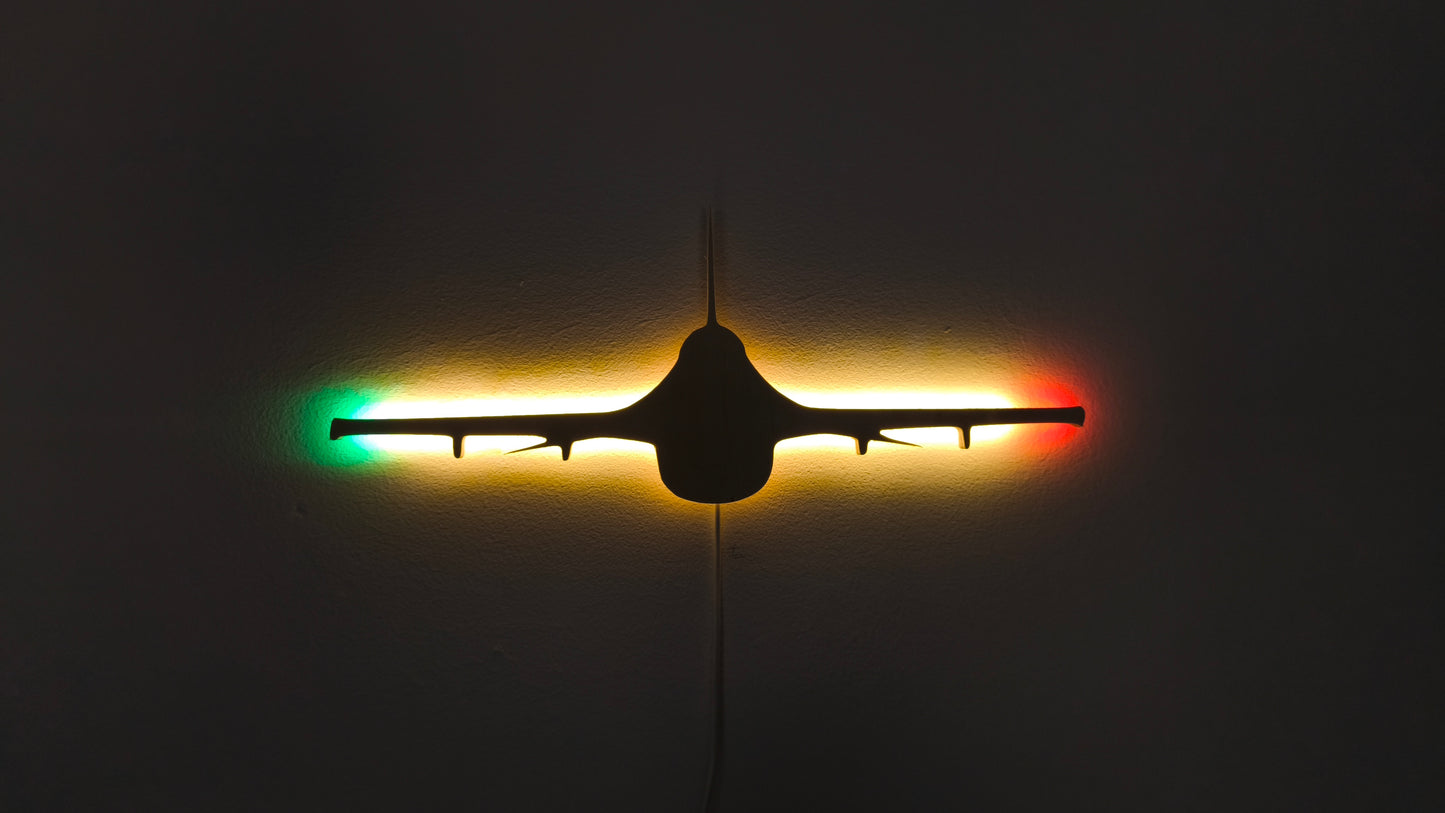 F16 Fighting Falcon / Viper Holz LED Wanddekoration / Nachtlicht (Vorderansicht)
