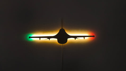 F16 Fighting Falcon / Viper Holz LED Wanddekoration / Nachtlicht (Vorderansicht)