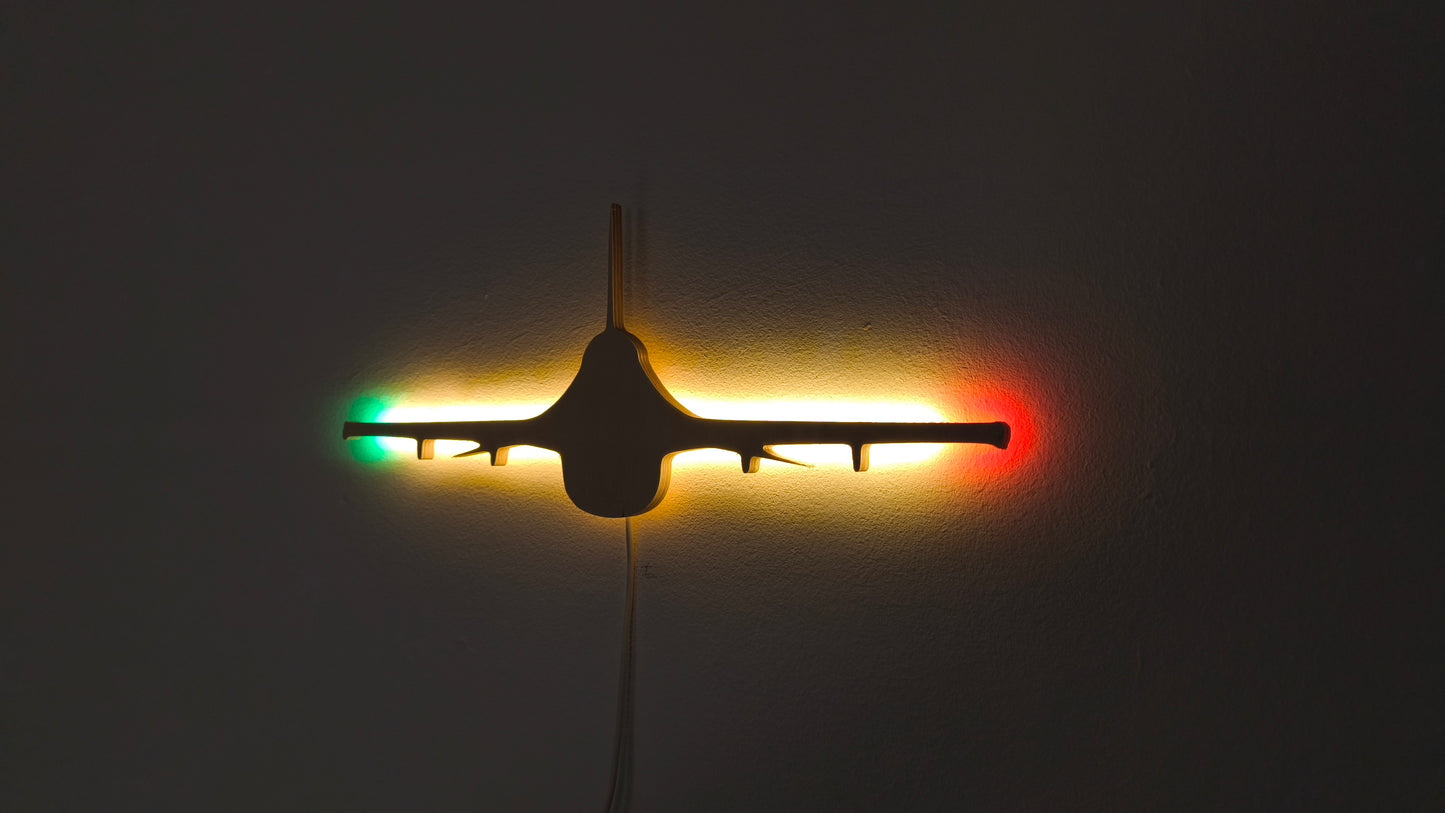 F16 Fighting Falcon / Viper Holz LED Wanddekoration / Nachtlicht (Vorderansicht)