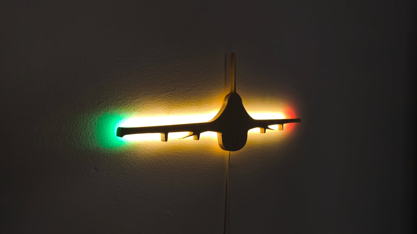 F16 Fighting Falcon / Viper Holz LED Wanddekoration / Nachtlicht (Vorderansicht)