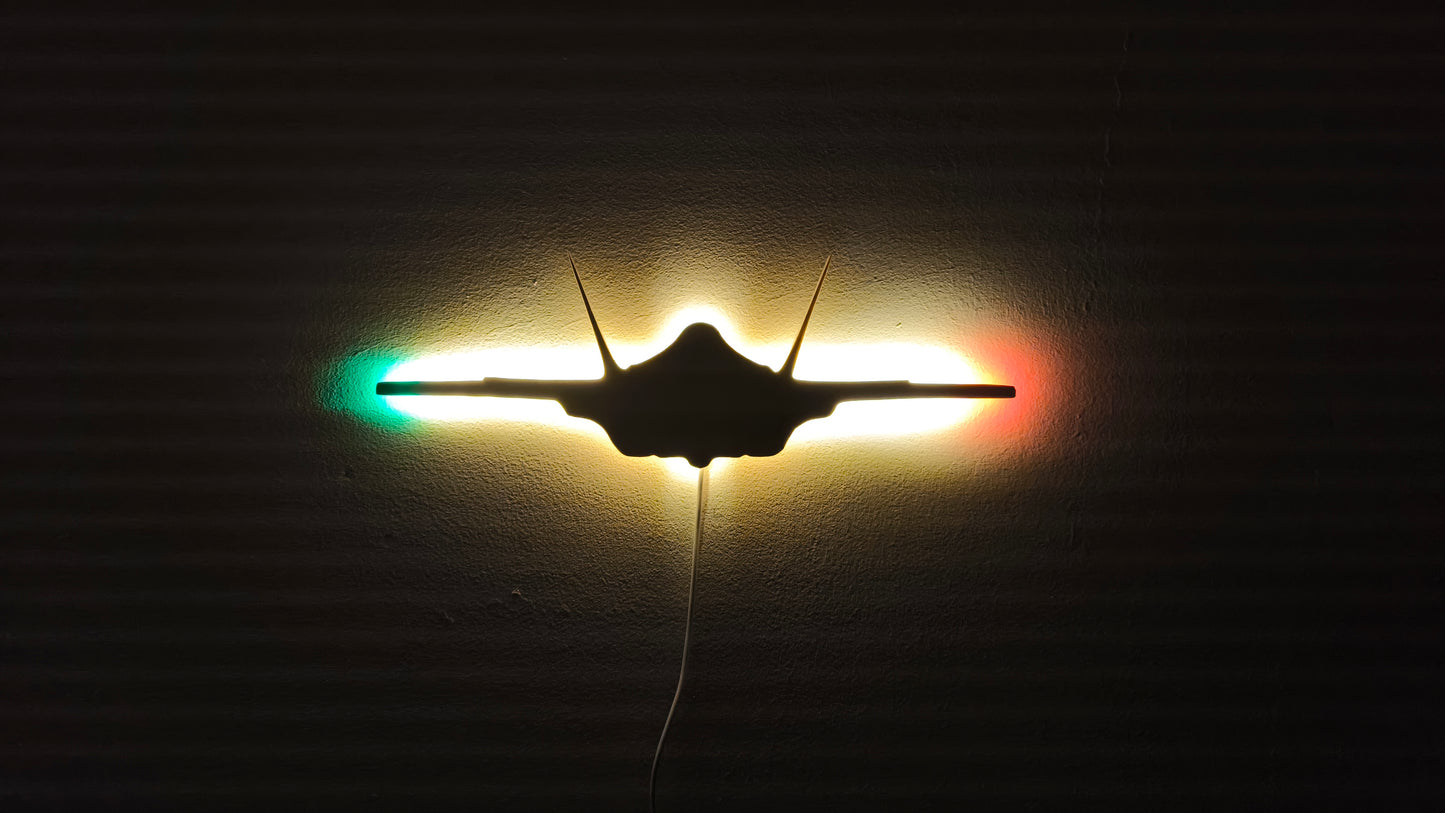 F35 A/B Lightning II Holz LED Wanddekoration / Nachtlicht (Vorderansicht)