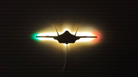 F35 A/B Lightning II Holz LED Wanddekoration / Nachtlicht (Vorderansicht)