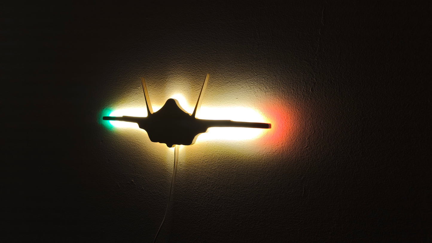 F35 A/B Lightning II Holz LED Wanddekoration / Nachtlicht (Vorderansicht)