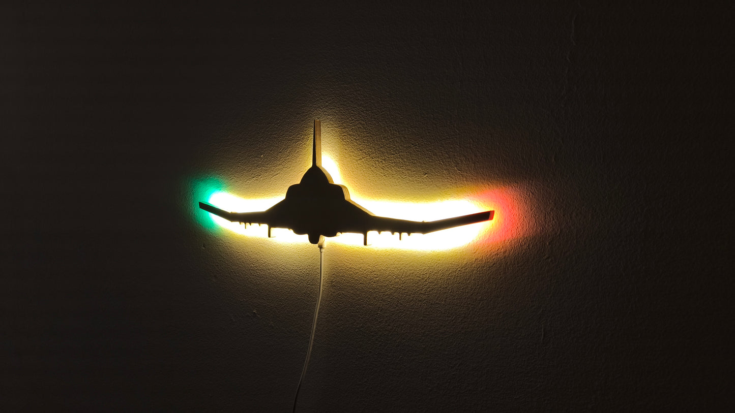 F4 Phantom Holz LED Wanddekoration / Nachtlicht (Vorderansicht)