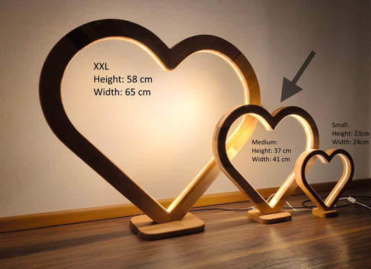 Herz (Mittel) Holz LED Tischlampe / Dekoration