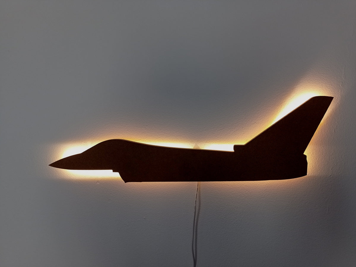 Eurofighter Typhoon Holz LED Wanddekoration / Nachtlicht (Seitenansicht)