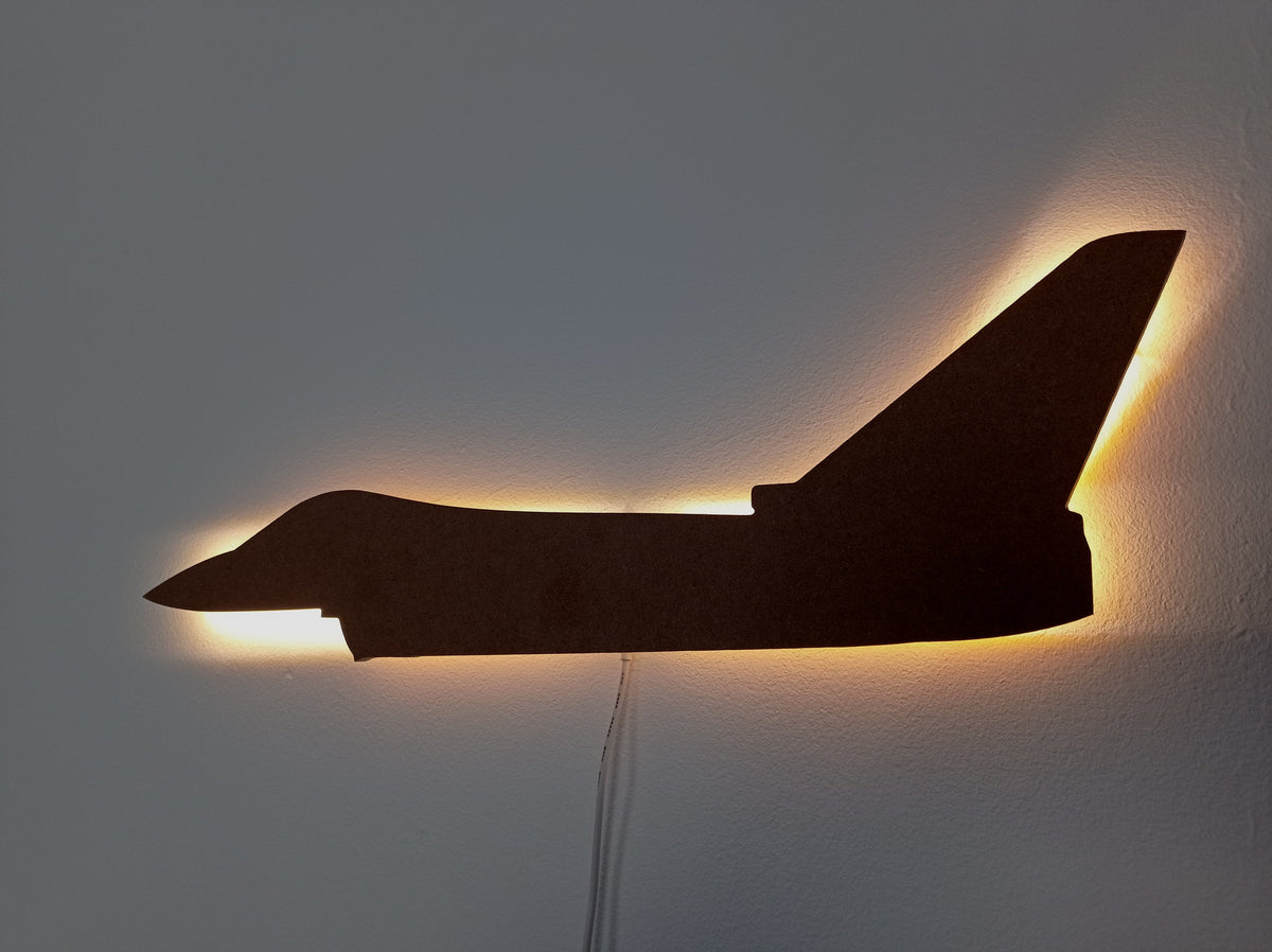 Eurofighter Typhoon Holz LED Wanddekoration / Nachtlicht (Seitenansicht)