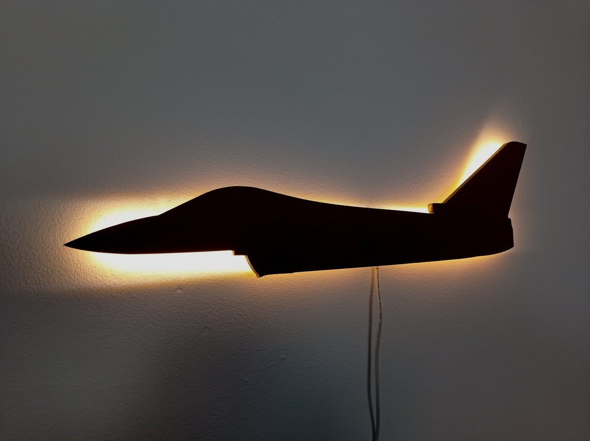 Eurofighter Typhoon Holz LED Wanddekoration / Nachtlicht (Seitenansicht)